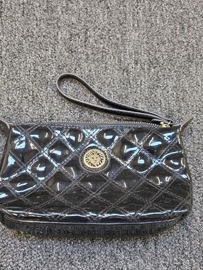 Anne Klein Black Quilted Patent Wristlet Clutch - Unbranded